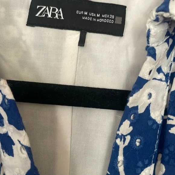 Zara Blue and White Pleated Smocked Sundress - Picture 3 of 8